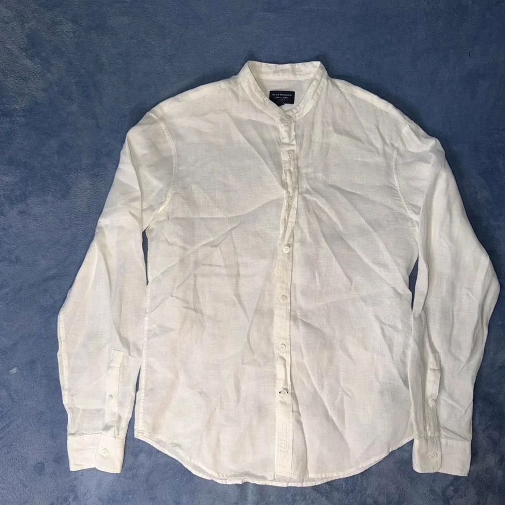 Club Monaco white linen button-up shirt
